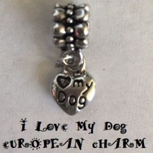 " I Love My Dog " Animal European Charm